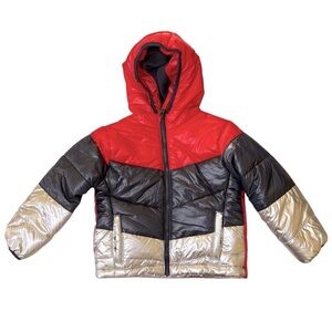 Athletech coat red navy silver colorblock water resistant winter puffer coat 2T
